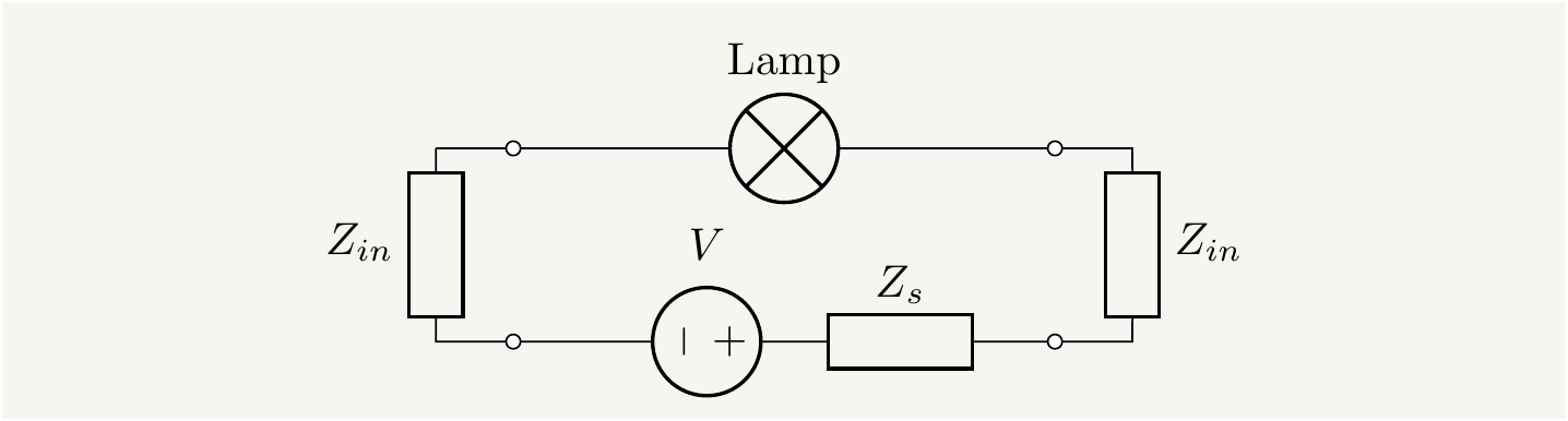 The equivalent circuit where transmission lines are lumped into single circuit elements. We will argue later that this equivalent circuit is missing crucial details.