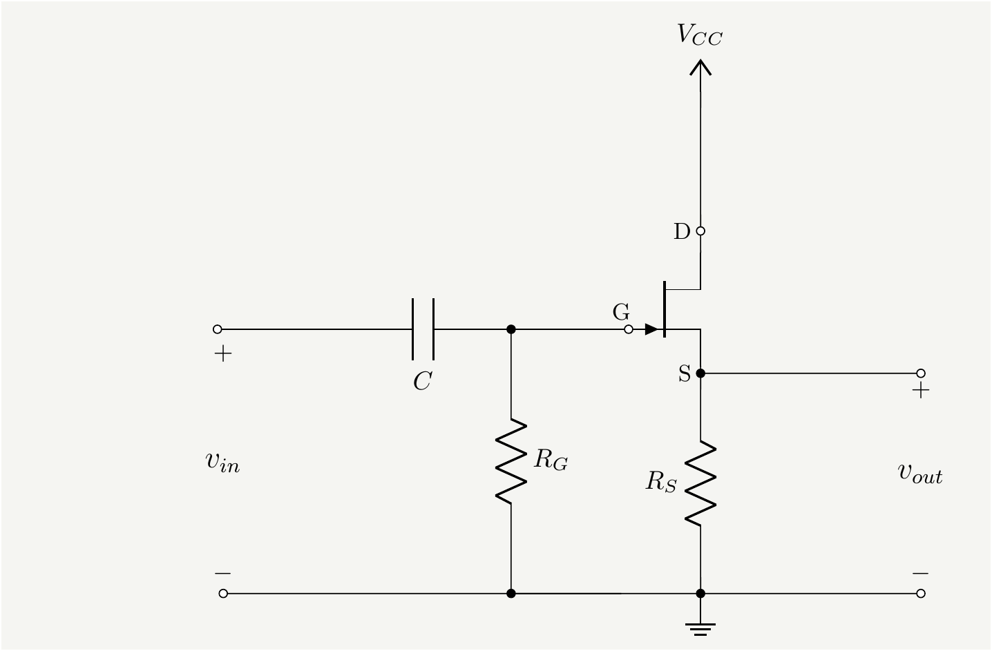 A simple source follower amplifier.