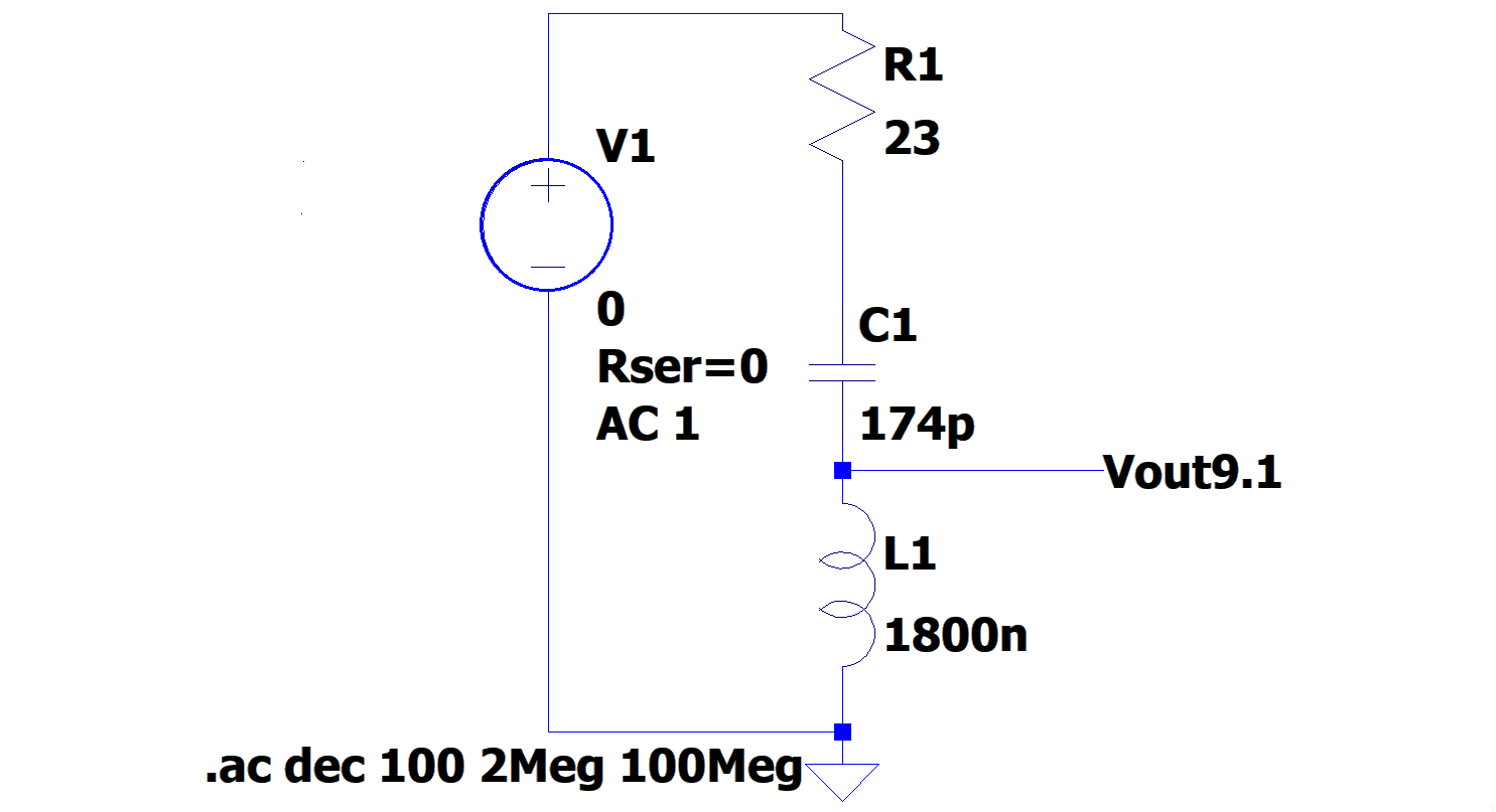 The circuit to simulate in LTspice.